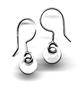OLGA $75-sterling silver earrings with lightly brushed surface (1/4" long not including ear wire)